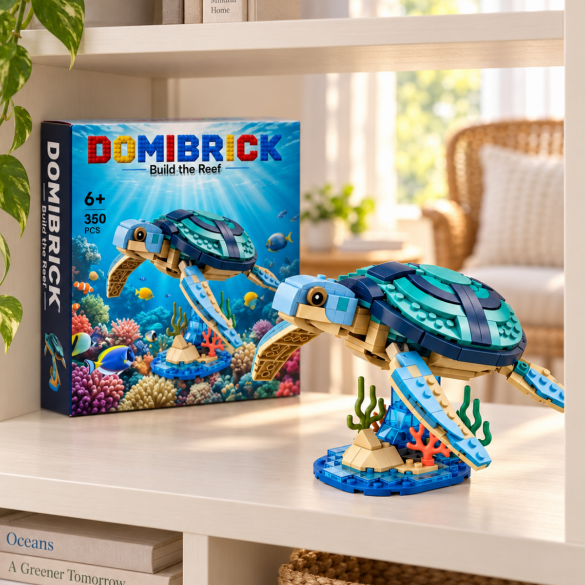 Sea Turtle Coral Reef Building Set – Ocean Marine Life Turtle Model