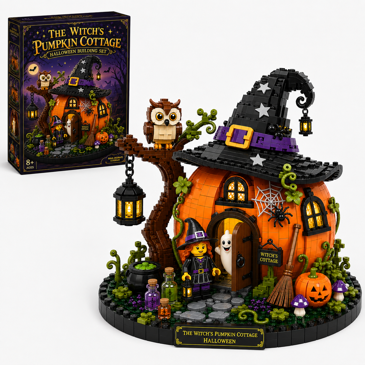 The Witch’s Pumpkin Cottage Halloween Building Set