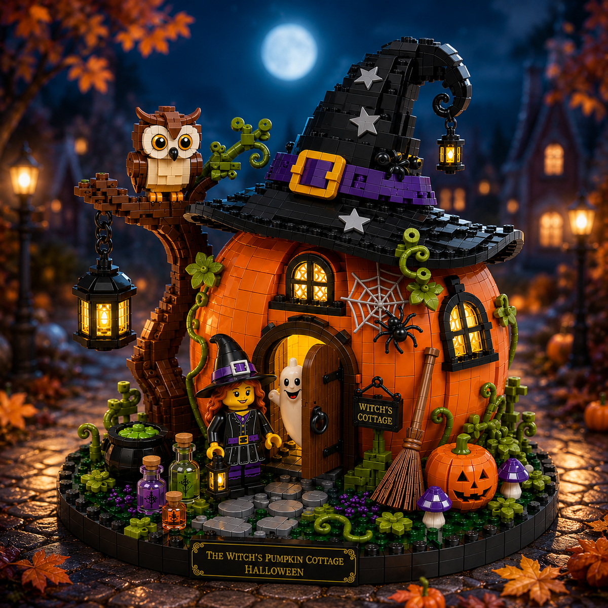 The Witch’s Pumpkin Cottage Halloween Building Set