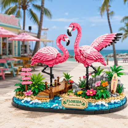 Florida Flamingo Paradise Building Block Set