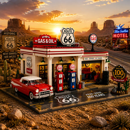 Route 66 Gas Station Centennial Edition Building Block Set