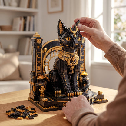 Black-Gold Egyptian Bastet Goddess Collector Building Set