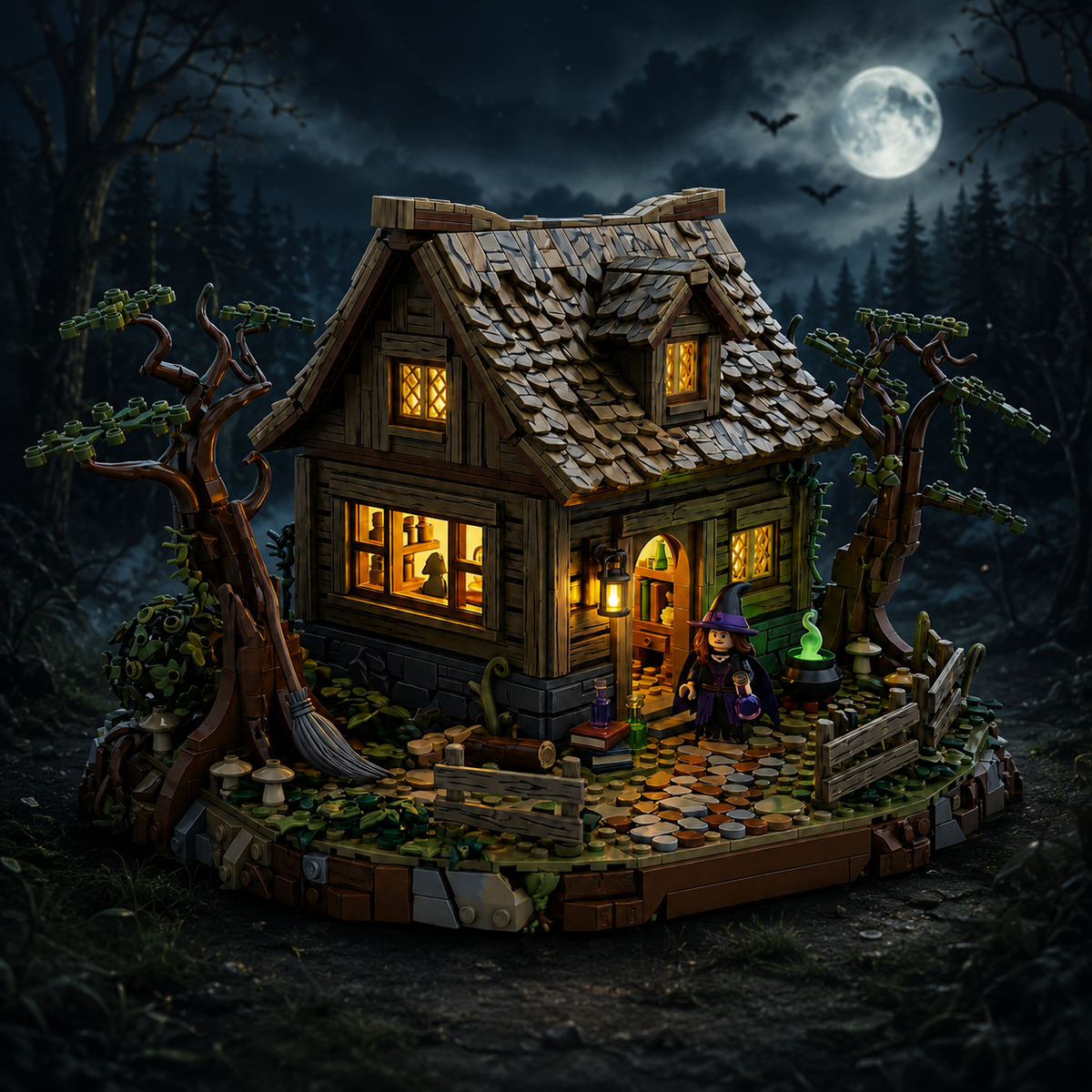 Moonlit Witch Cottage Building Set