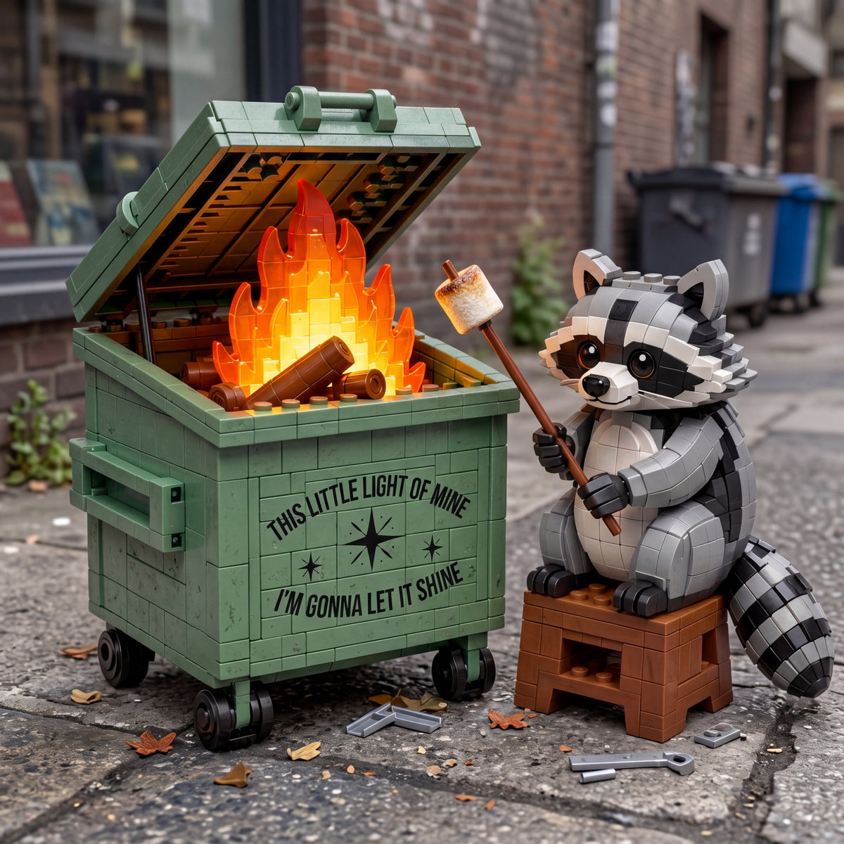 Little Raccoon Dumpster Campfire Building Set