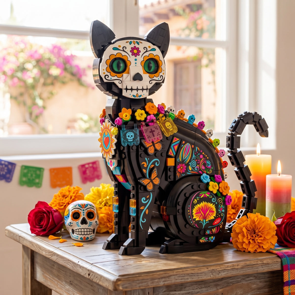 Day of the Dead Calavera Cat Building Set