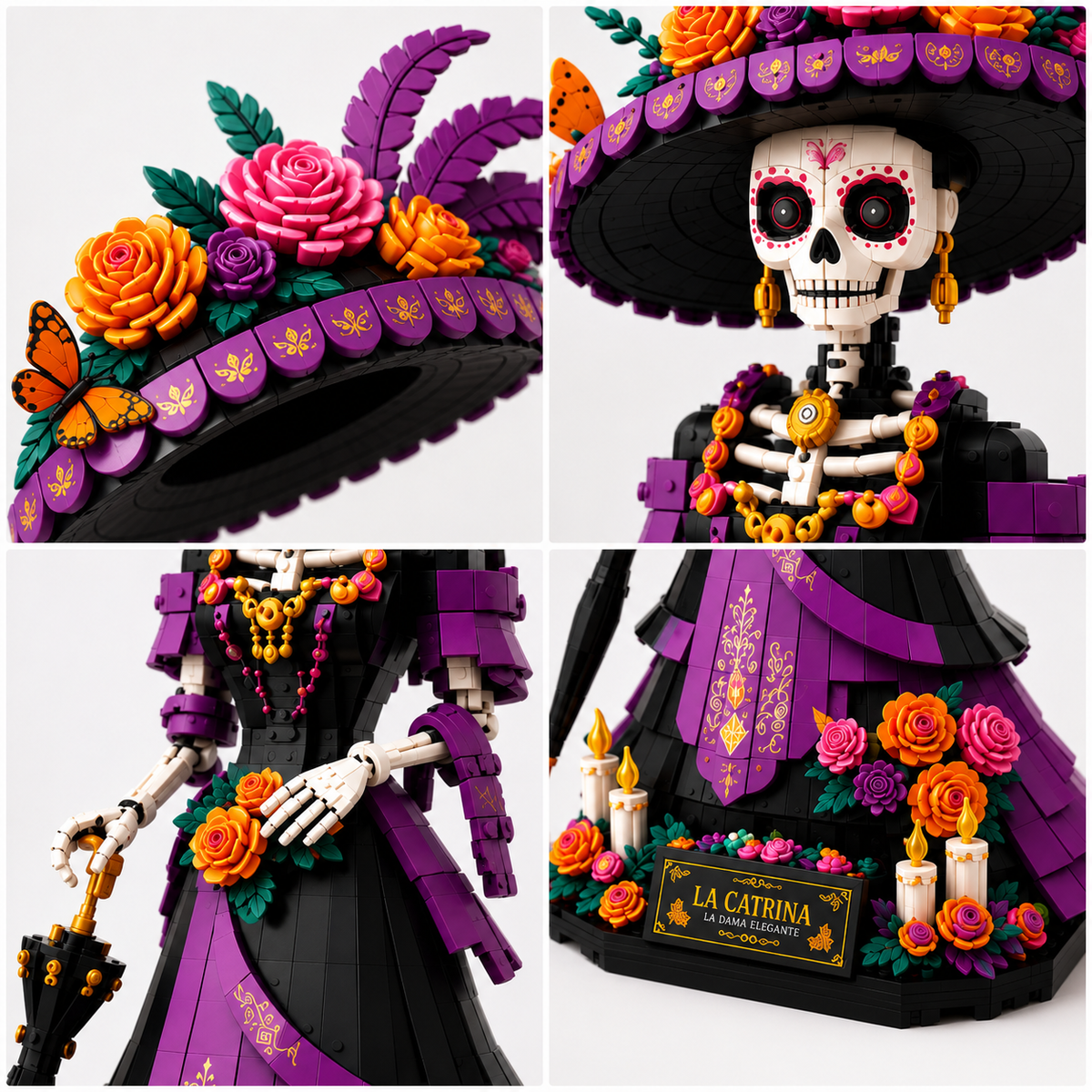 La Catrina Floral Skeleton Collector Display Building Set