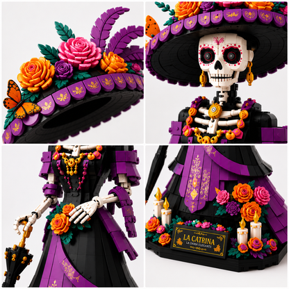La Catrina Floral Skeleton Collector Display Building Set