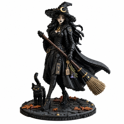 Moonlit Witch & Black Cat — Autumn Coven Guardian Collector Building Set
