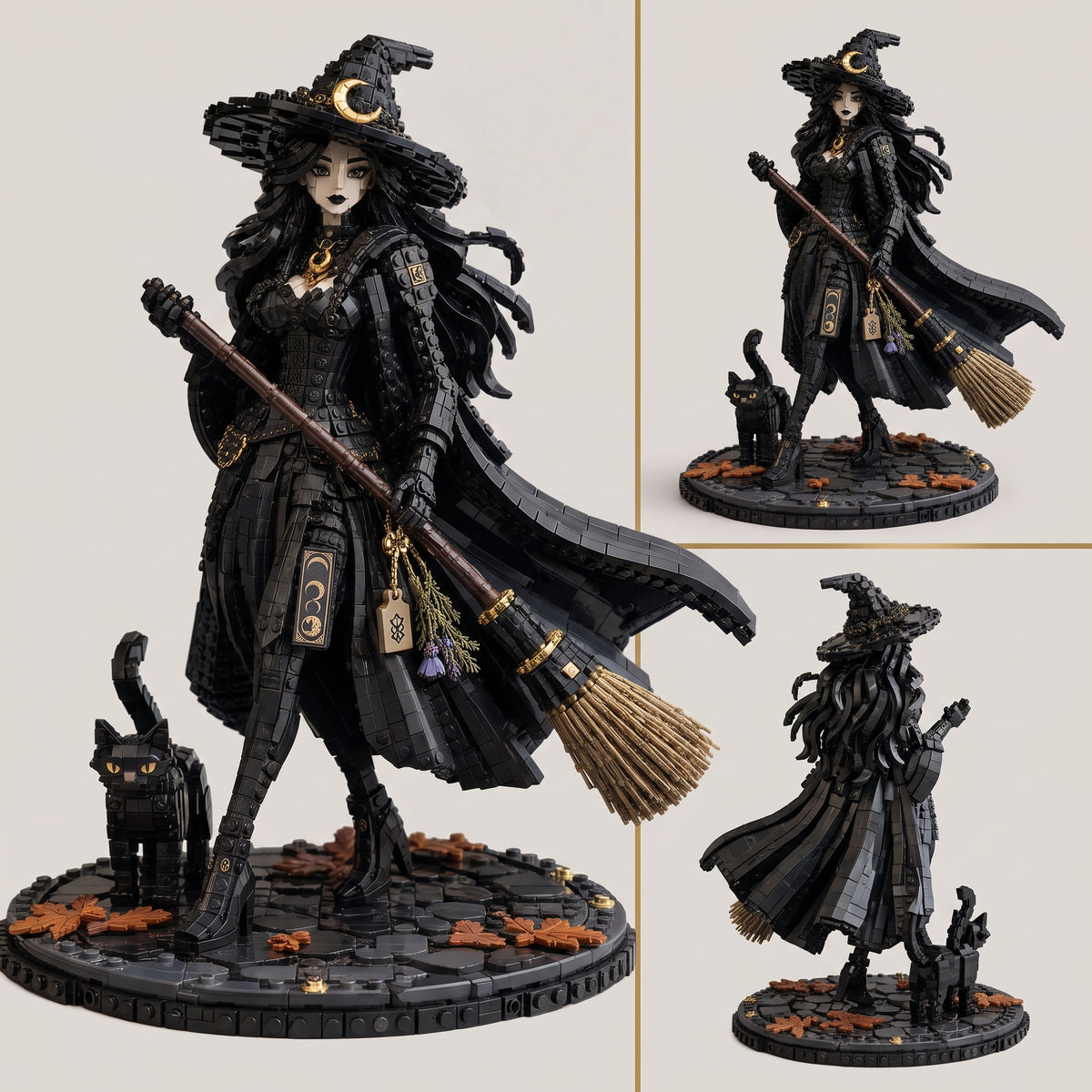 Moonlit Witch & Black Cat — Autumn Coven Guardian Collector Building Set