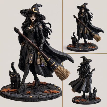 Moonlit Witch & Black Cat — Autumn Coven Guardian Collector Building Set